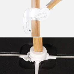 Parasol Déporté Rectangulaire 3x4m, Mât Effet Bois + Dalles à Lester 50x50cm Couleur : Ecru -Maison Meubles hukd3x4basewdec cf90cac71ea11a784e86c7f985350127