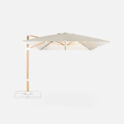 Parasol Déporté Rectangulaire 3x4m, Mât Effet Bois Couleur : Ecru -Maison Meubles hukd3x4wdecru 5f04b41b9418ebab05f0c9f677f3438f