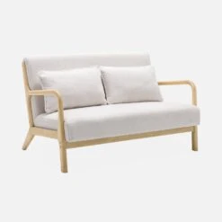 Banquette 2 Places + Fauteuil En Bois Et Tissu Bouclette -Maison Meubles iacsca1n2boucl f8fc1ed082684c5c5bb5f2e0b52c93fb