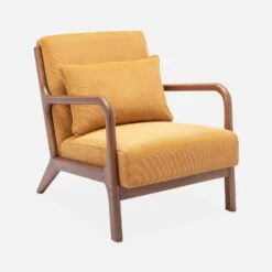 Fauteuil Scandinave Velours Côtelé Et Bois D'hévéa Noyer Clair -Maison Meubles iacscalwlcrocr f6be4841cab1e7f95275adb2d30f8f0d