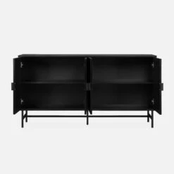 Buffet Effet Bois Rainuré Noir 4 Portes 157,5 Cm -Maison Meubles ibazbuffet 57401bd311b681821cafd2aab7d9596a