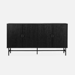 Buffet Effet Bois Rainuré Noir 4 Portes 157,5 Cm -Maison Meubles ibazbuffet 8f07fe36761dec798addc417668367fa