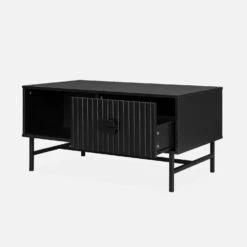 Table Basse Effet Bois Rainuré Noir -Maison Meubles ibazcoftable 8f956942ace3f32a1836fe56abe9790f