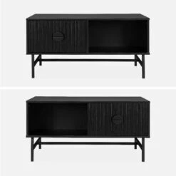 Table Basse Effet Bois Rainuré Noir -Maison Meubles ibazcoftable f9f62e3c5da45f59e42eda63ce96465c