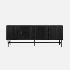Meuble TV Effet Bois Rainuré Noir 160 Cm 11 Meuble TV Effet Bois Rainuré Noir 160 Cm -Maison Meubles ibaztvstand 7db1f6b91a7b75a608b71a3f76c18a6a