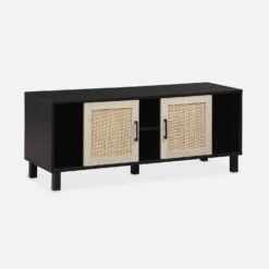 Meuble TV Scandinave Bois Et Cannage 115 Cm -Maison Meubles ibcantvstand 5f76d89aeecce91628d64a8a35b90ce4