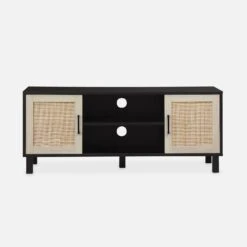 Meuble TV Scandinave Bois Et Cannage 115 Cm -Maison Meubles ibcantvstand b7260569db7b30ea7353cfe46d7958bc