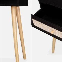 Console Scandinave Effet Bois Et Cannage Couleur : Noir -Maison Meubles iboconsolebk c83ae39d64bffe134d933c6c9d738674