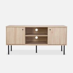 Meuble TV Décor Bois Rainuré 120 Cm -Maison Meubles ibragtvstand 1d5e8af810b3692c5fa5369ad707ed60