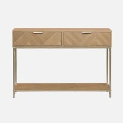 Console Effet Bois Décor Chevrons 2 Tiroirs -Maison Meubles ibudconsole d1bd3a65d5e2f3bb146060c864e932ae