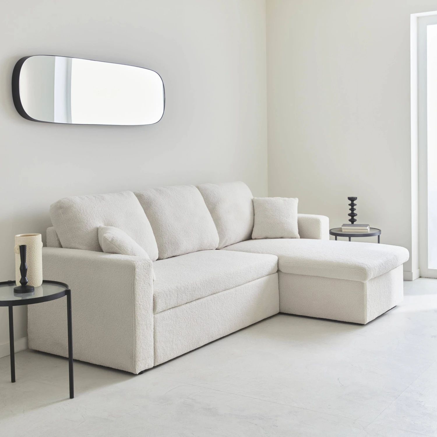 Canapé Convertible 3 Places Bouclettes Blanches 1 Canapé Convertible 3 Places Bouclettes Blanches