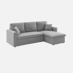 Canapé D'angle Convertible 3 Places Couleur : Gris Clair -Maison Meubles iccsofalg 99461bf91a4c58e6a36b6457645555df