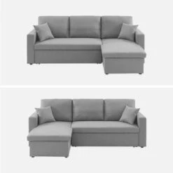 Canapé D'angle Convertible 3 Places Couleur : Gris Clair -Maison Meubles iccsofalg d09eeb50b99f5fc998a28429a6a6da67