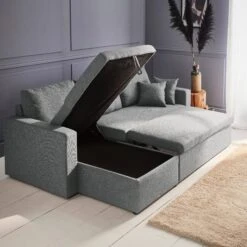 Canapé D'angle Convertible 3 Places Couleur : Gris Clair -Maison Meubles iccsofalg dcf99bea5fc0c9e781f8dbe22949d2ef