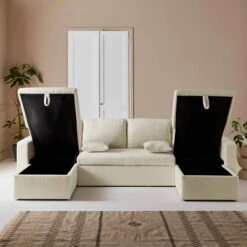 Canapé Panoramique Convertible 4 Places Tissu Bouclette -Maison Meubles icpurbsofabcl 07b49aa0370b847c66fc8dd8d79214c4