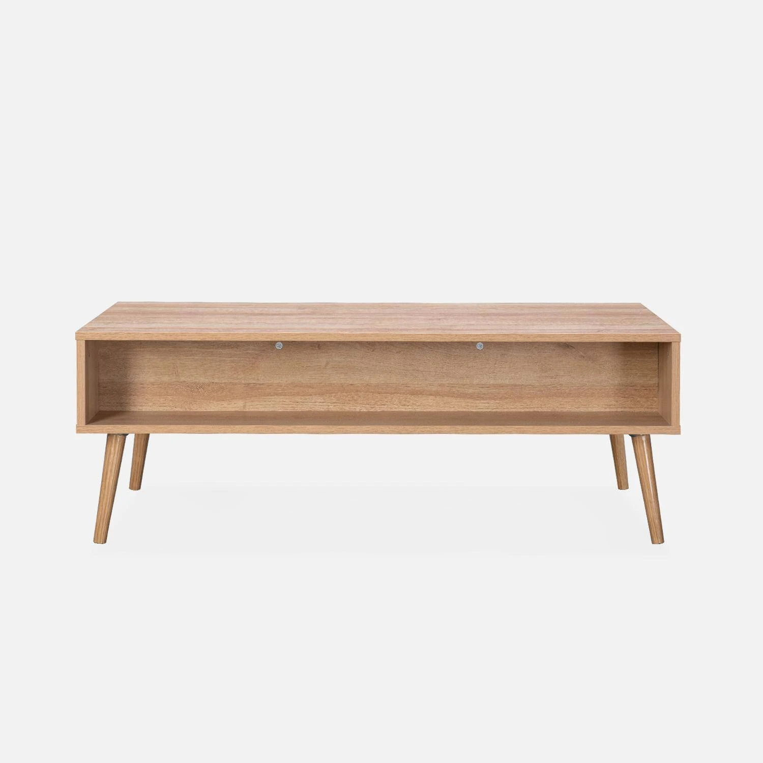 Table Basse Scandinave En Cannage Arrondi, 1 Tiroir 2 Table Basse Scandinave En Cannage Arrondi, 1 Tiroir – Image 2