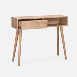 Console Scandinave Décor Bois Et Cannage Arrondi -Maison Meubles ievaconsole 9811e16270c793524c44ff9912b6c94e