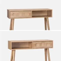 Console Scandinave Décor Bois Et Cannage Arrondi -Maison Meubles ievaconsole f912399a798c4029a2f2cff01ff2f434