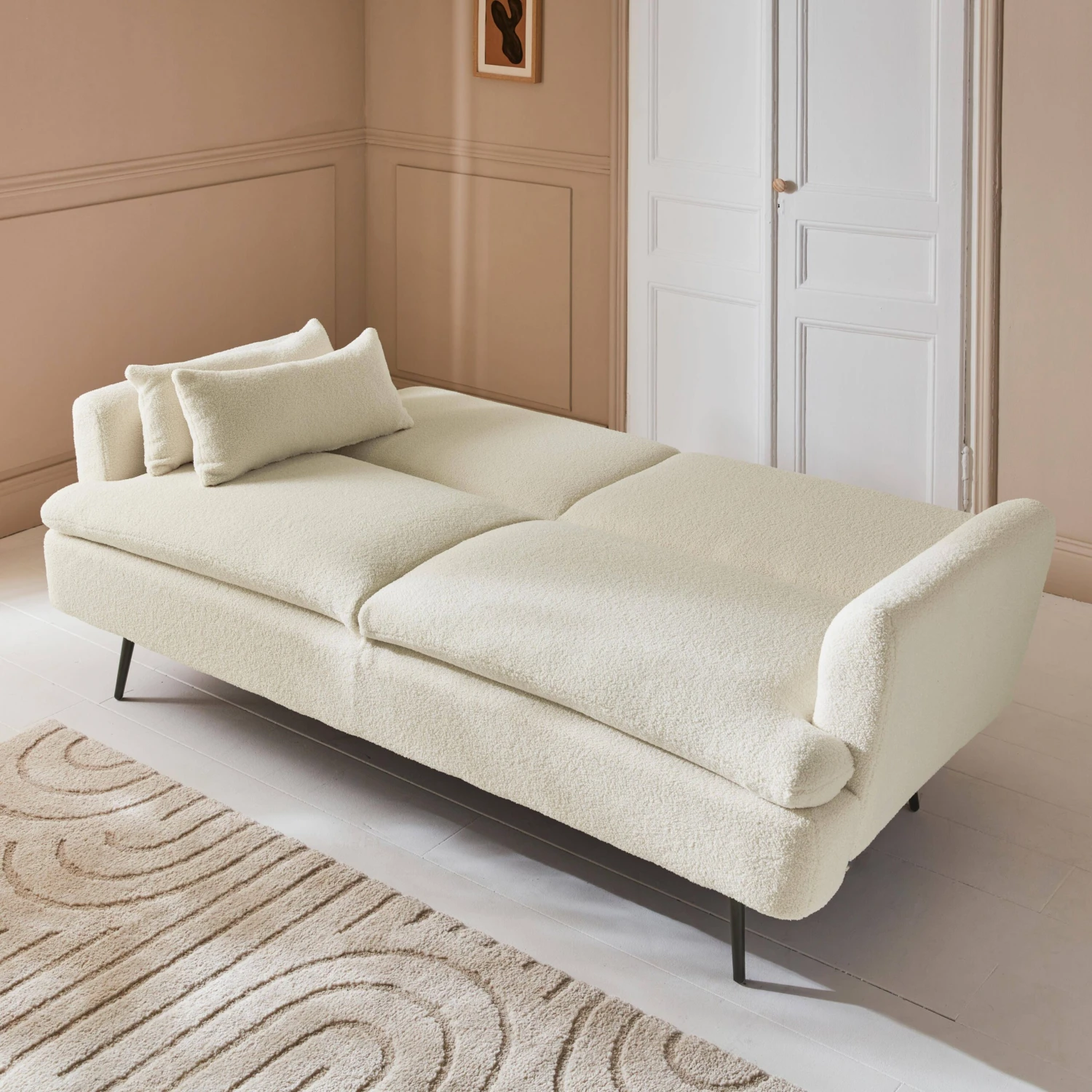 Canapé Convertible 2-3 Places Tissu Bouclette 2 Canapé Convertible 2-3 Places Tissu Bouclette – Image 2