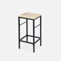 Table Haute Décor Bois Et Métal 2 étagères, 2 Tabourets -Maison Meubles ilfbds100r2bn 9a473773fa77822179fc5e8b81043df8