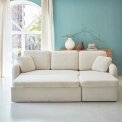 Canapé Convertible 3 Places Bouclettes Blanches, Lignes Arrondies 11 Canapé Convertible 3 Places Bouclettes Blanches, Lignes Arrondies -Maison Meubles imlccsofaboucl 27af6444cdde7cb2bea882393609788b