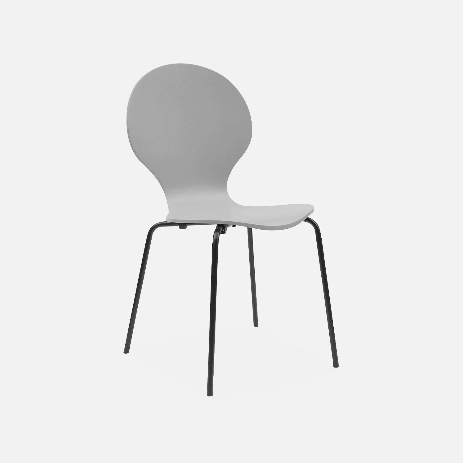 Chaise Rétro Empilables, Bois Et Contreplaqué (lot De 4) Couleur : Gris 4 Chaise Rétro Empilables, Bois Et Contreplaqué (lot De 4) Couleur : Gris – Image 4