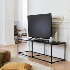 Meuble TV Industriel Métal Avec Barre De Renfort 140 Cm