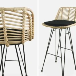 Tabouret De Bar Métal Et Rotin 75cm (lot De 2) Couleur : Noir -Maison Meubles irawsto75bkx2 1a601db429e2703e3ec14db2999edc6e