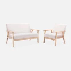 Fauteuil Et Banquette Tissu Bouclette Et Bois D'hévéa -Maison Meubles iskacls1n2boucl a182af98d3c343ea5753e7f2df53a76a