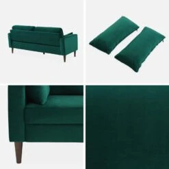 Canapé 3 Places Velours, Pieds Bois D'hévéa Couleur : Vert Anglais -Maison Meubles isof3vvdg 5970b57cae5f403f8da0bc0ad2ee23ec