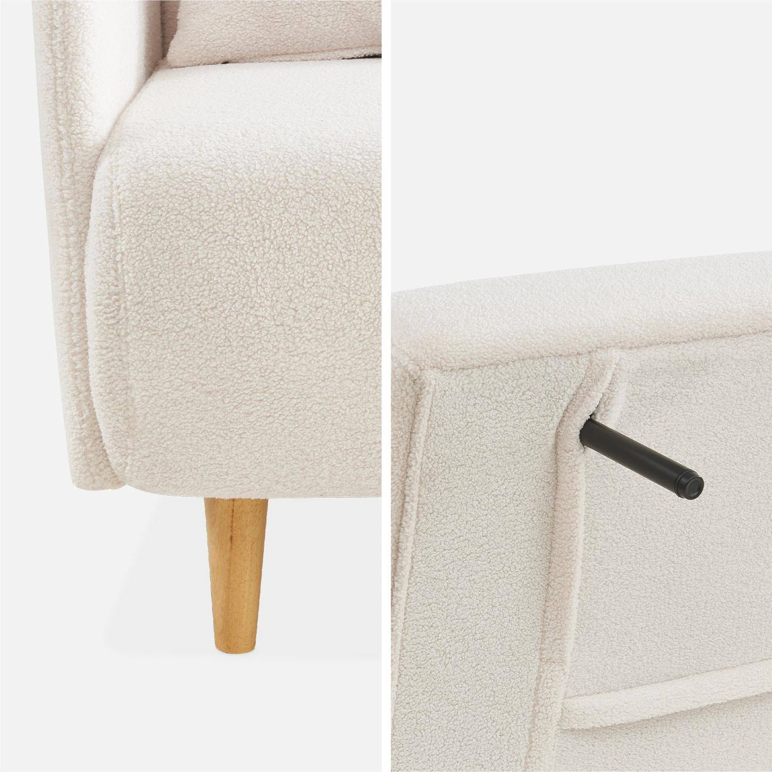 Canapé Convertible 2 Places Tissu Bouclette 7 Canapé Convertible 2 Places Tissu Bouclette – Image 7