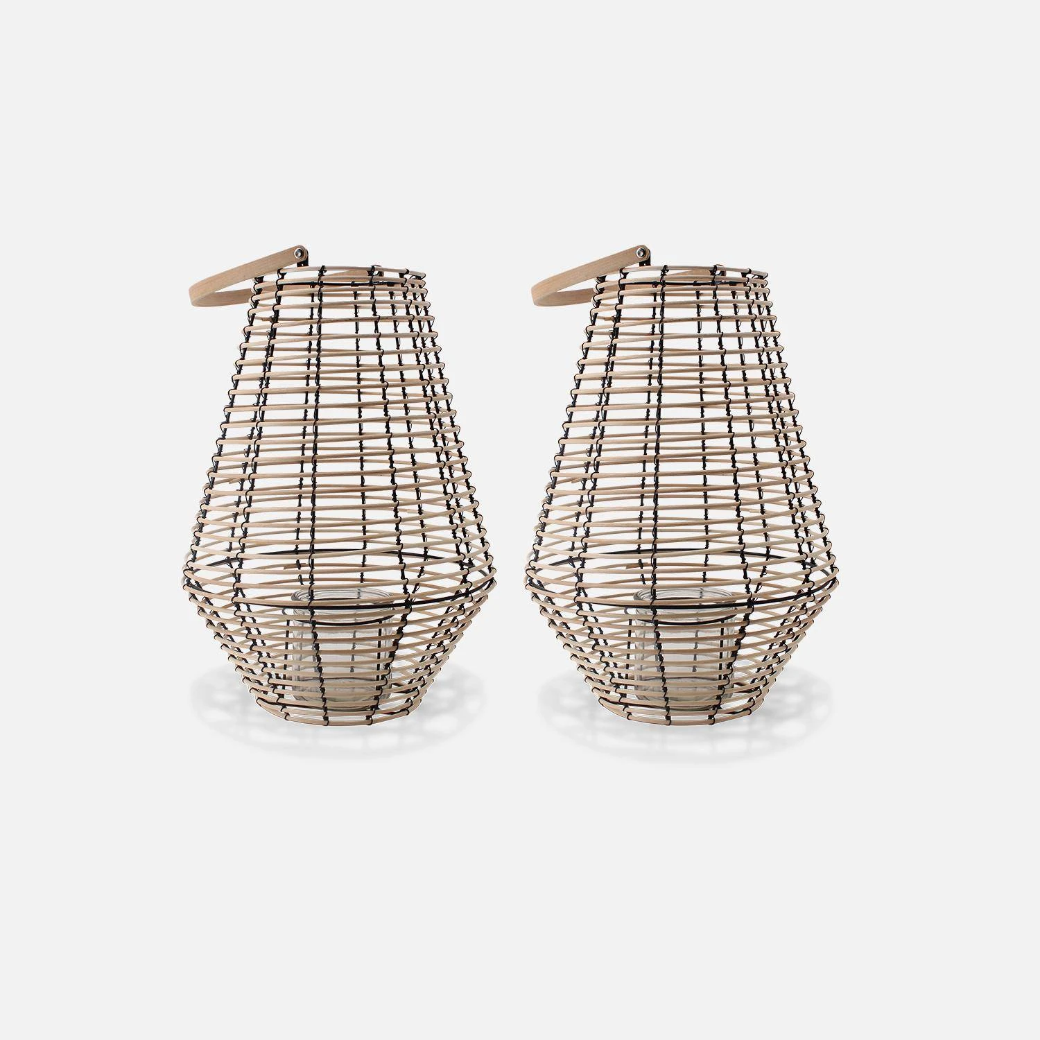 Lanterne En Rotin Intérieur/extérieur (lot De 2) 2 Lanterne En Rotin Intérieur/extérieur (lot De 2) – Image 2