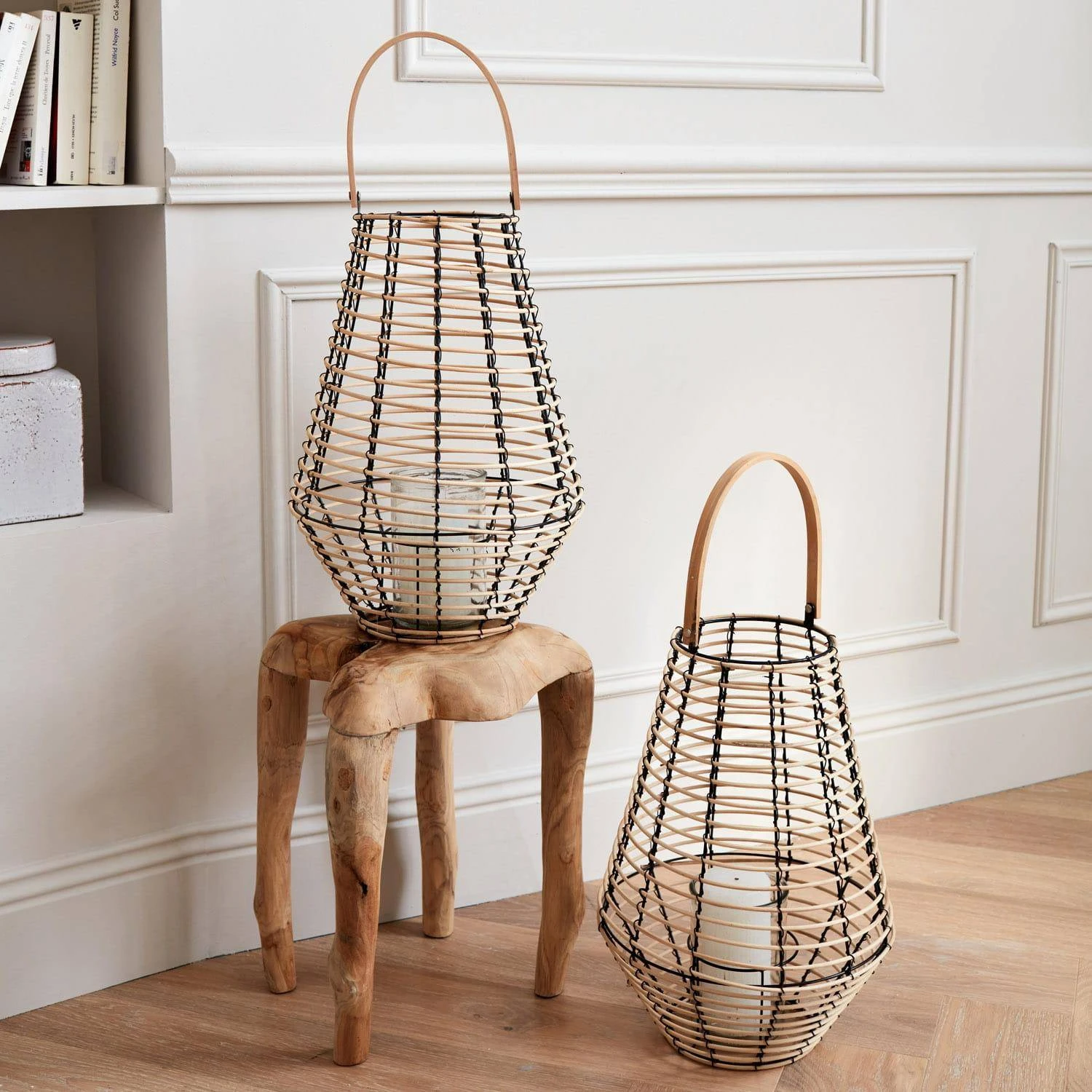 Lanterne En Rotin Intérieur/extérieur (lot De 2) 1 Lanterne En Rotin Intérieur/extérieur (lot De 2)