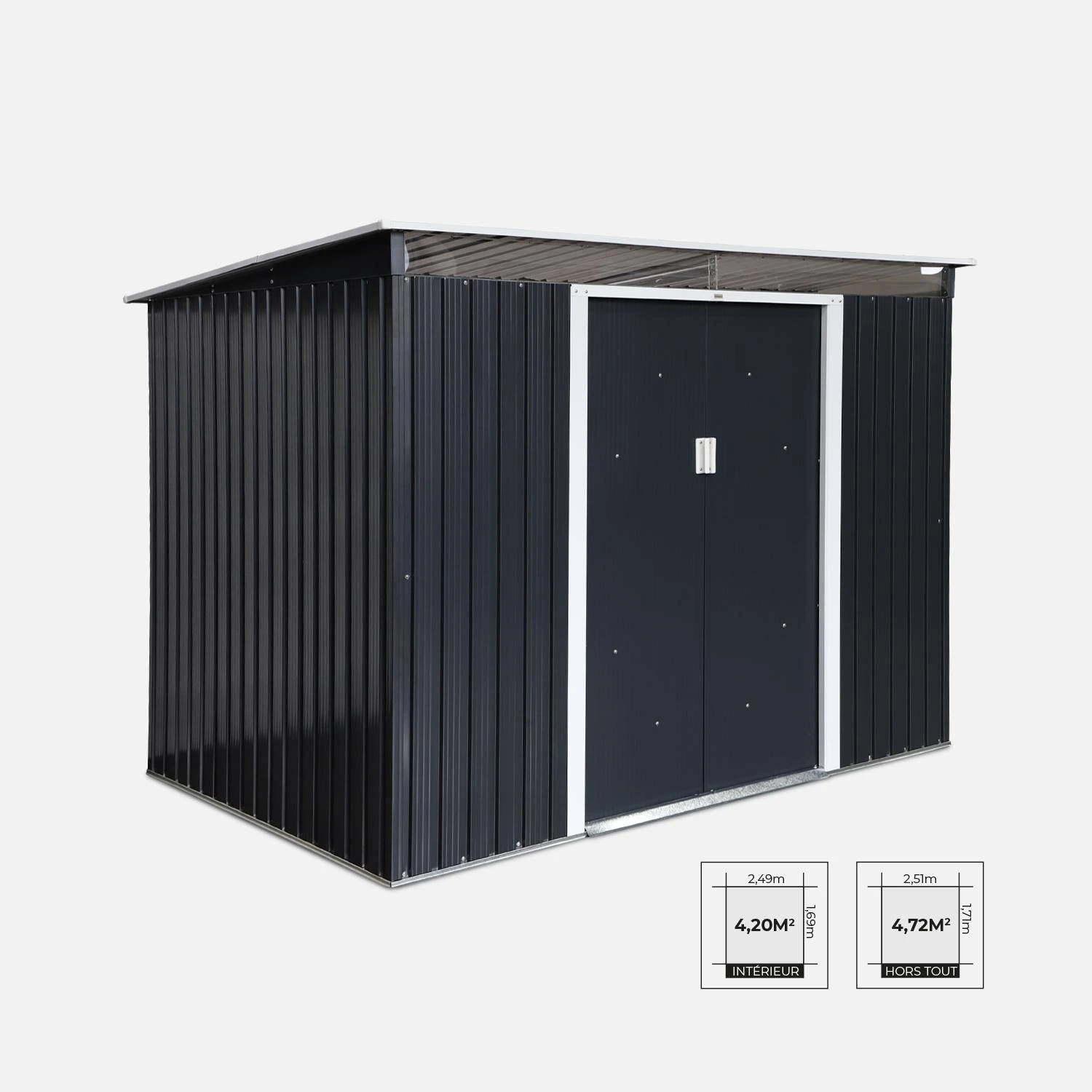 Abri De Jardin En Métal 4,85m2 Avec Puits De Lumière 2 Abri De Jardin En Métal 4,85m2 Avec Puits De Lumière – Image 2