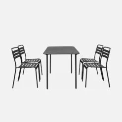 Table De Jardin Métal, 4 Chaises Couleur : Anthracite -Maison Meubles mt120x70r4at 2519be5ba348e41186ae57c04fd73b3a