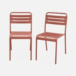 Chaise De Jardin En Acier (lot De 2) Couleur : Terracotta -Maison Meubles mtchrx2tc 5982ff00e5f2d11b06cf1b072cce633d