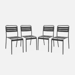 Chaise De Jardin En Acier (lot De 4) Couleur : Anthracite -Maison Meubles mtchrx4at cdf392c124c2cff564d772cf94954a47