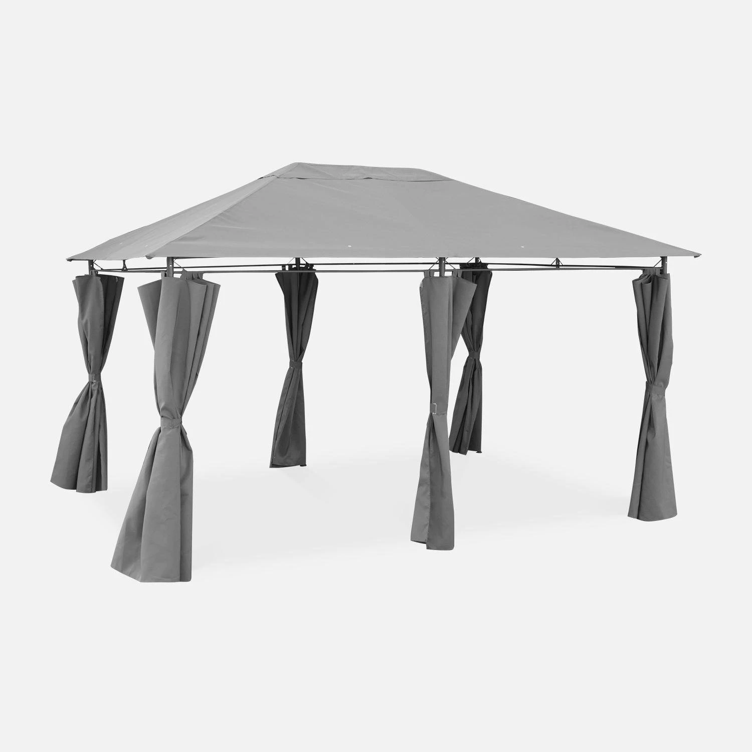 Tonnelle 3x4 M Avec Rideaux Couleur : Gris 1 Tonnelle 3x4 M Avec Rideaux Couleur : Gris