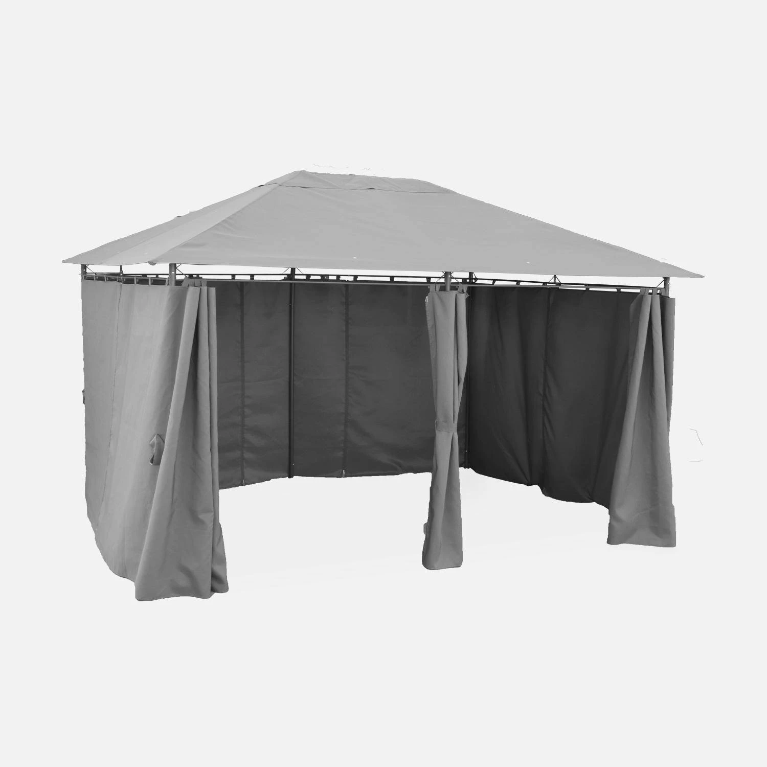 Tonnelle 3x4 M Avec Rideaux Couleur : Gris 2 Tonnelle 3x4 M Avec Rideaux Couleur : Gris – Image 2