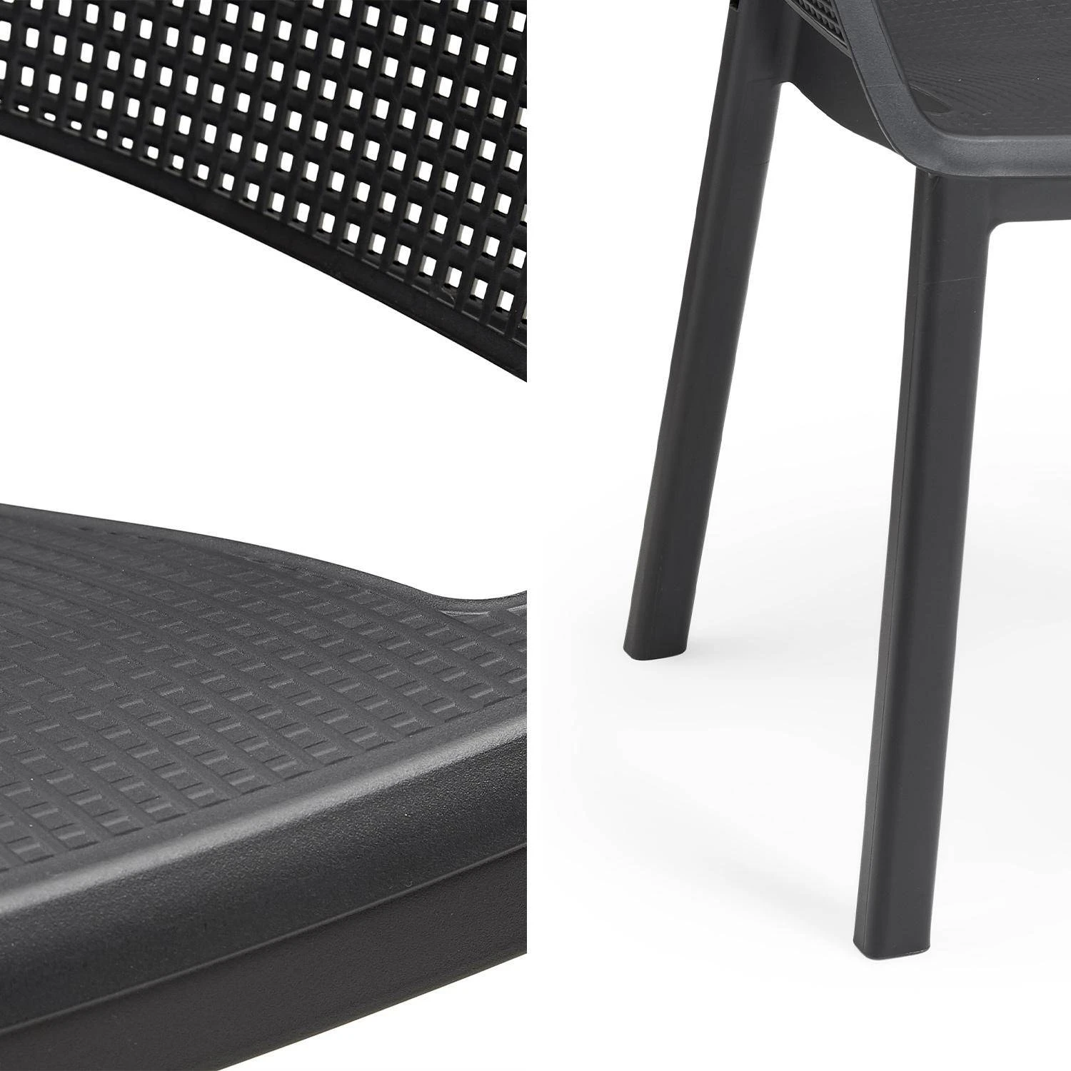 Table De Jardin Résine + 8 Chaises Empilables Couleur : Graphite 5 Table De Jardin Résine + 8 Chaises Empilables Couleur : Graphite – Image 5