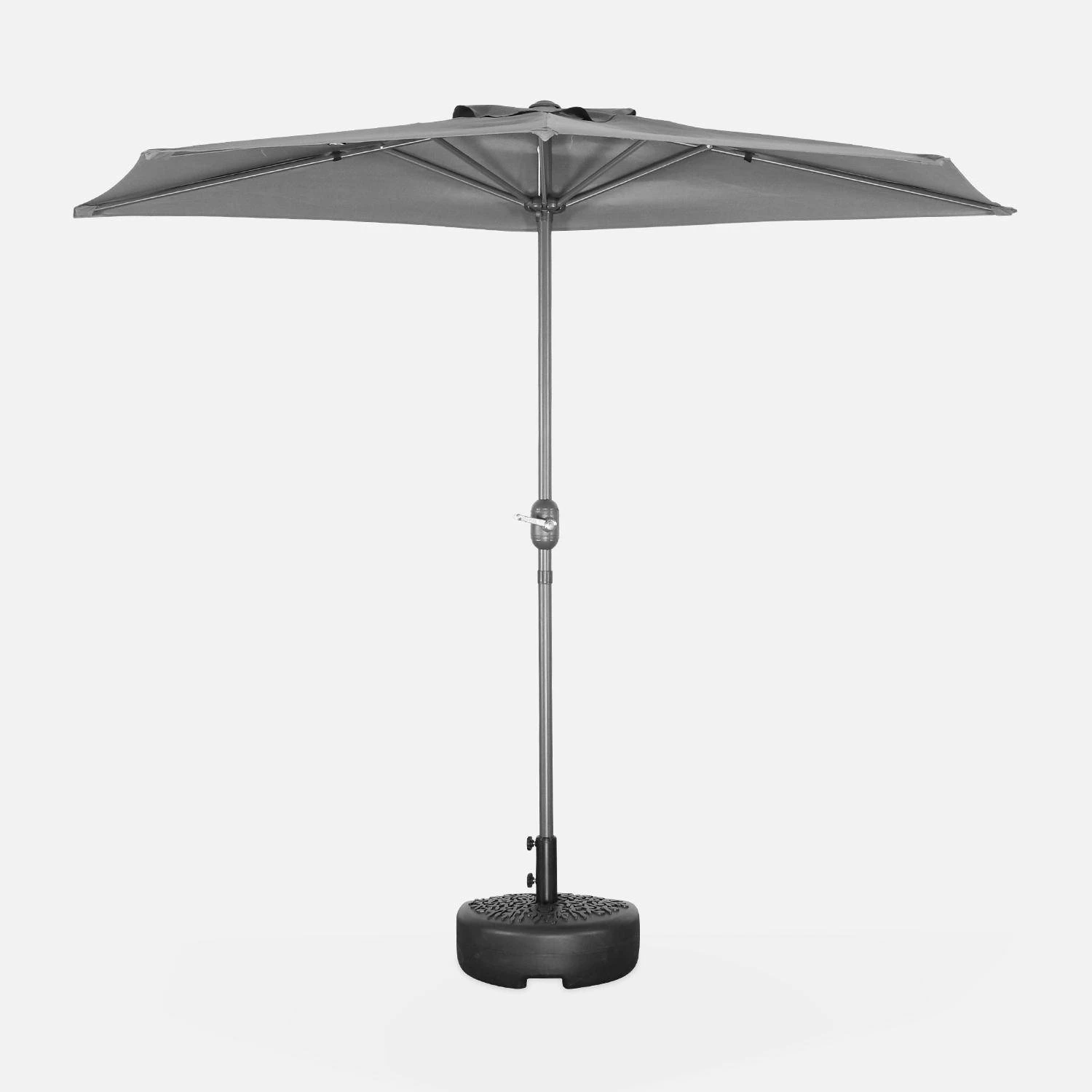 Demi-parasol Pour Balcon 2.5m Couleur : Gris 2 Demi-parasol Pour Balcon 2.5m Couleur : Gris – Image 2