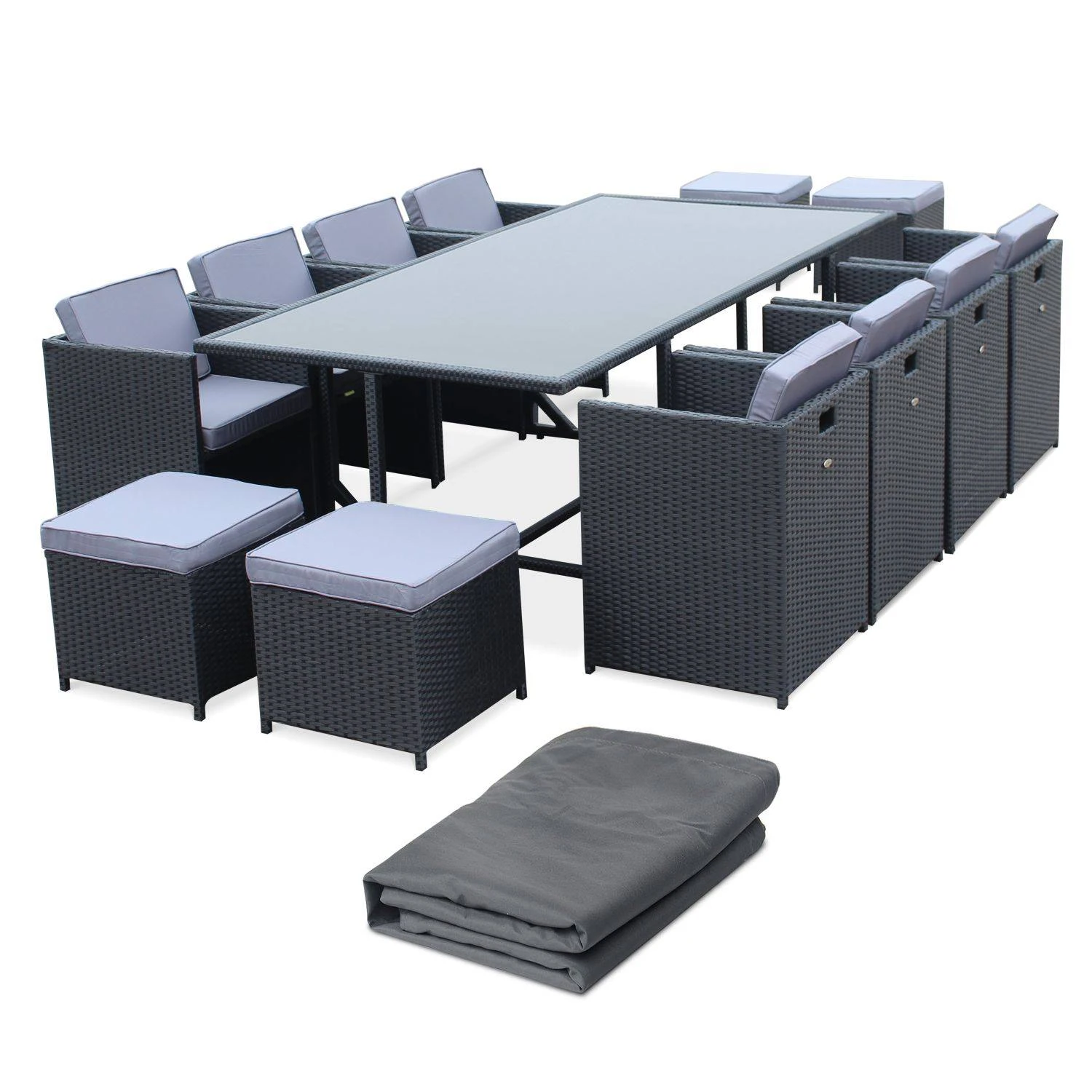 Table De Jardin Vasto 12 Et Sa Housse Couleur : Noir / Gris 1 Table De Jardin Vasto 12 Et Sa Housse Couleur : Noir / Gris