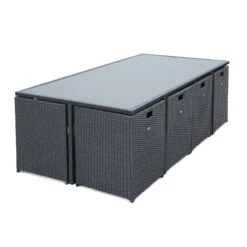 Table De Jardin Vasto 12 Et Sa Housse Couleur : Noir / Gris 10 Table De Jardin Vasto 12 Et Sa Housse Couleur : Noir / Gris -Maison Meubles salon de jardin 8 12 places vasto avec housse de protection coloris noir coussins gris table encastrable 3e3f513bda23f193e5f2a15e6addd6f9