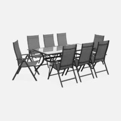 Table De Jardin Aluminium, 8 Chaises -Maison Meubles tx190x8gris 2d353cbd81ade05968555bc54e0ce42f