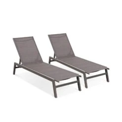 Bain De Soleil Aluminium Multi Position Et Empilable (lot De 2) Couleur : Taupe