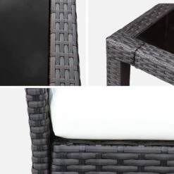 Table De Jardin Résine Tressée, 6 Fauteuils Couleur : Marron / Ecru -Maison Meubles wk150kdr6bn 9705b00d17f726d6798f7f913abbb528