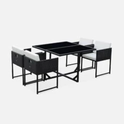 Table De Jardin Encastrable Résine Tressée 4 Chaises Couleur : Noir 10 Table De Jardin Encastrable Résine Tressée 4 Chaises Couleur : Noir -Maison Meubles wk4cubebk 1764a8ef704136ade0c1b71908a62552