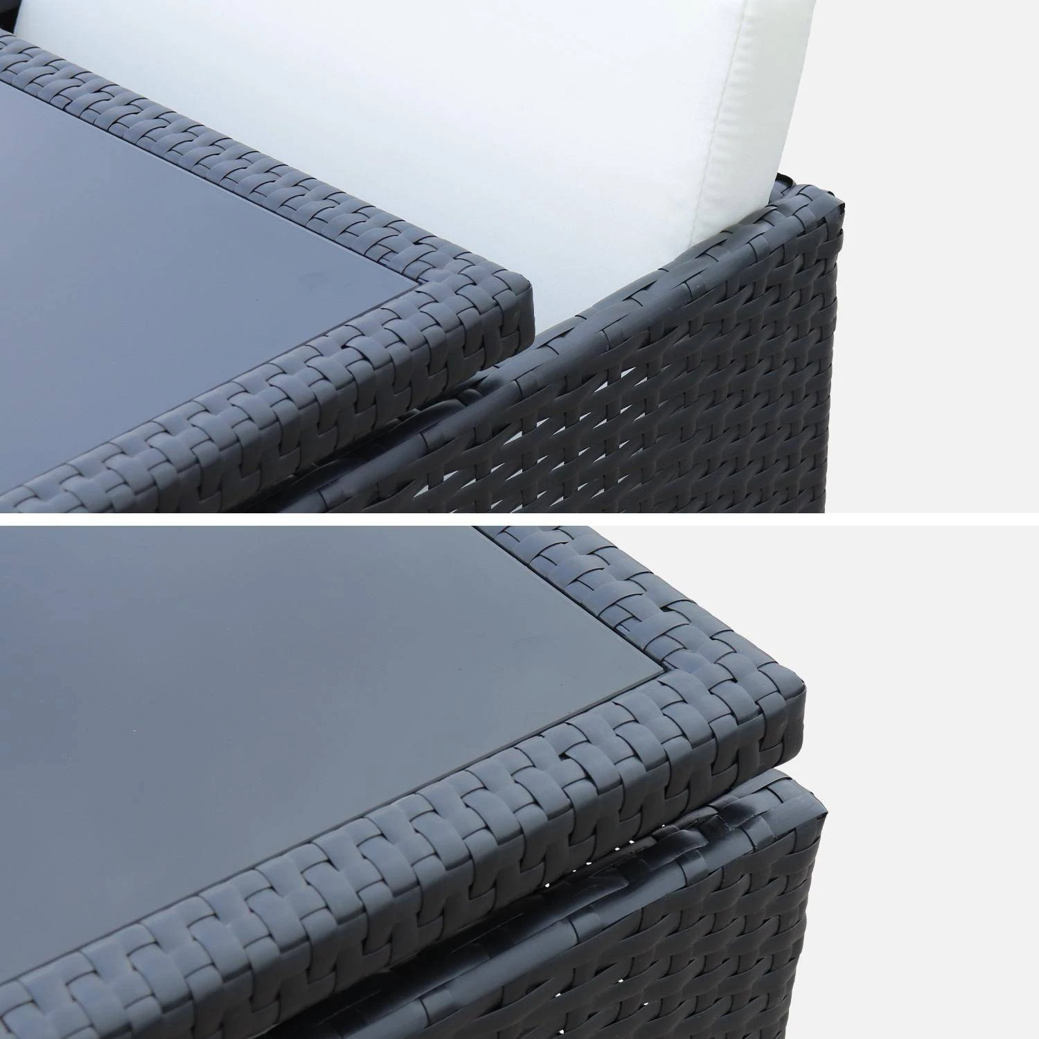 Table De Jardin Encastrable Résine Tressée 4 Chaises Couleur : Noir 8 Table De Jardin Encastrable Résine Tressée 4 Chaises Couleur : Noir – Image 8