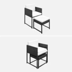 Salon De Jardin Encastrable Résine Tressée 4 Chaises, 4 Poufs Couleur : Noir / Ecru -Maison Meubles wk4cubepfbk cf5a4973cfb06b422c0ff65ec25f232b