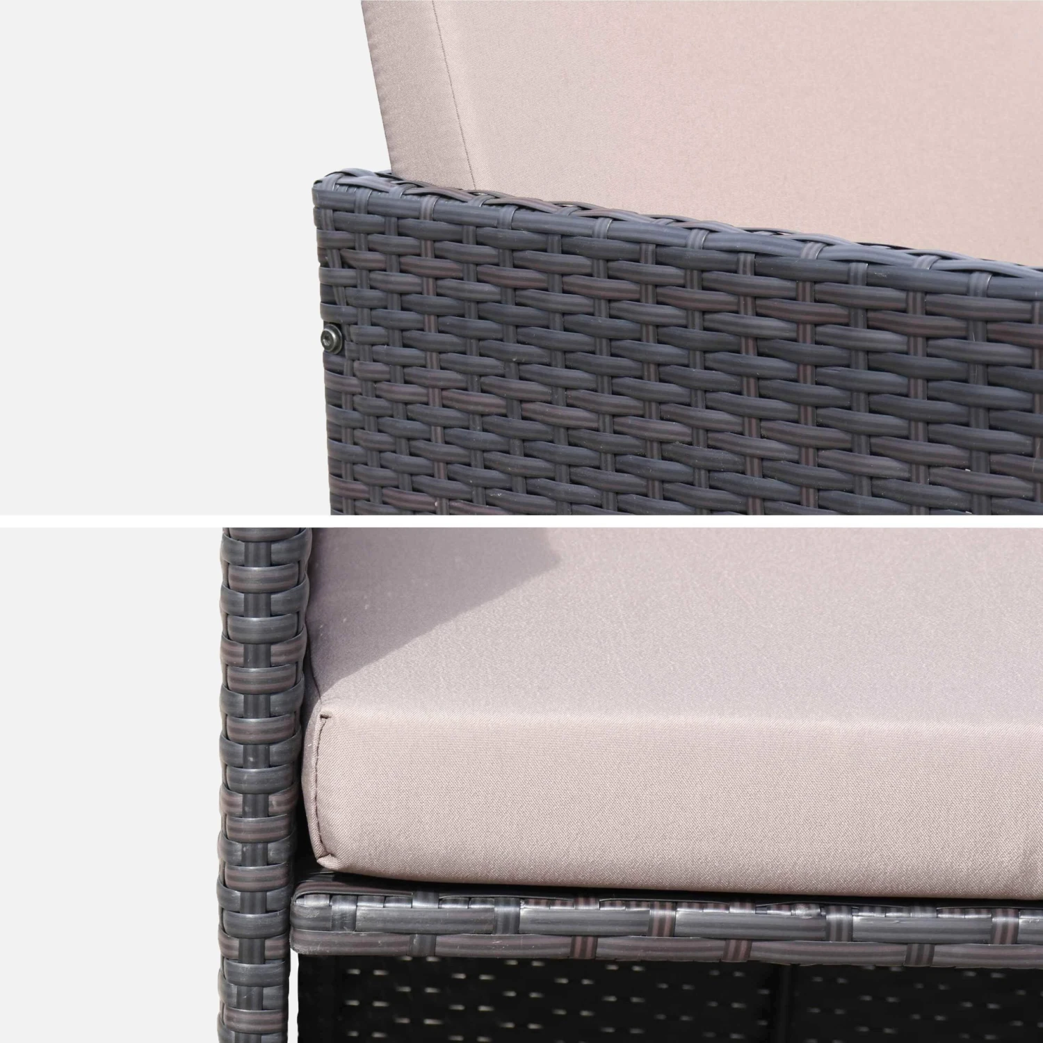 Table De Jardin Encastrable Résine Tressée, 12 Fauteuils Couleur : Marron / Taupe 4 Table De Jardin Encastrable Résine Tressée, 12 Fauteuils Couleur : Marron / Taupe – Image 4